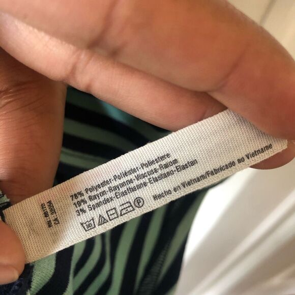 Free People Beach Turquoise Blue Striped ON THE LINE Ponte Dress Sz Medium - Picture 5 of 8